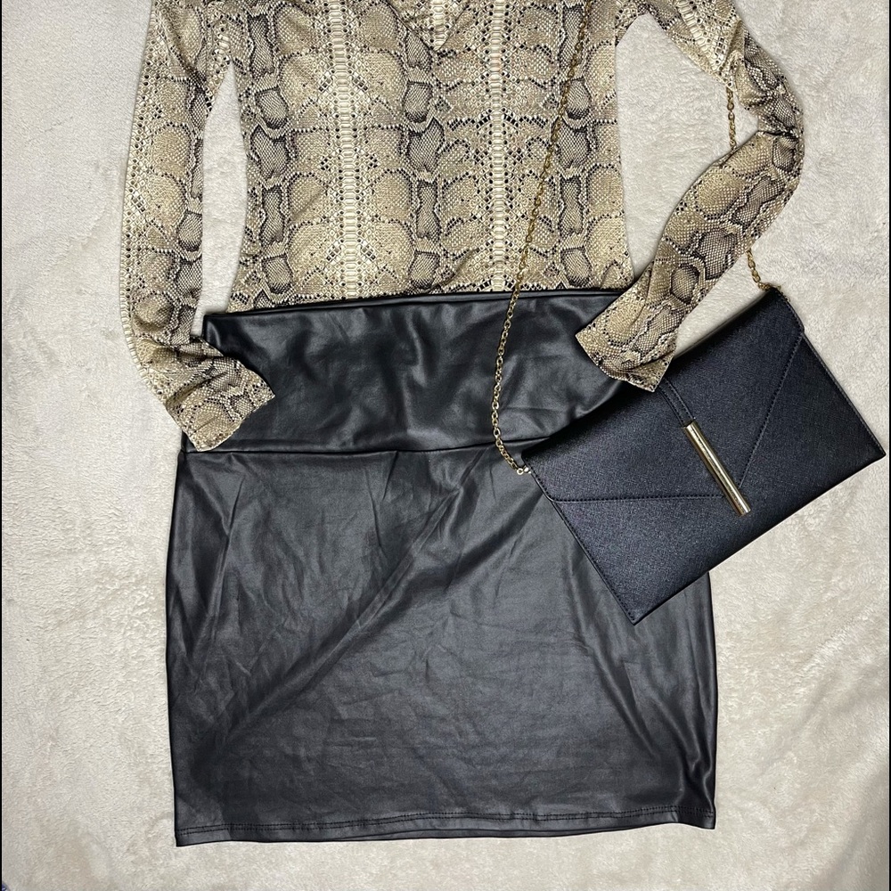 Faux leather skirt